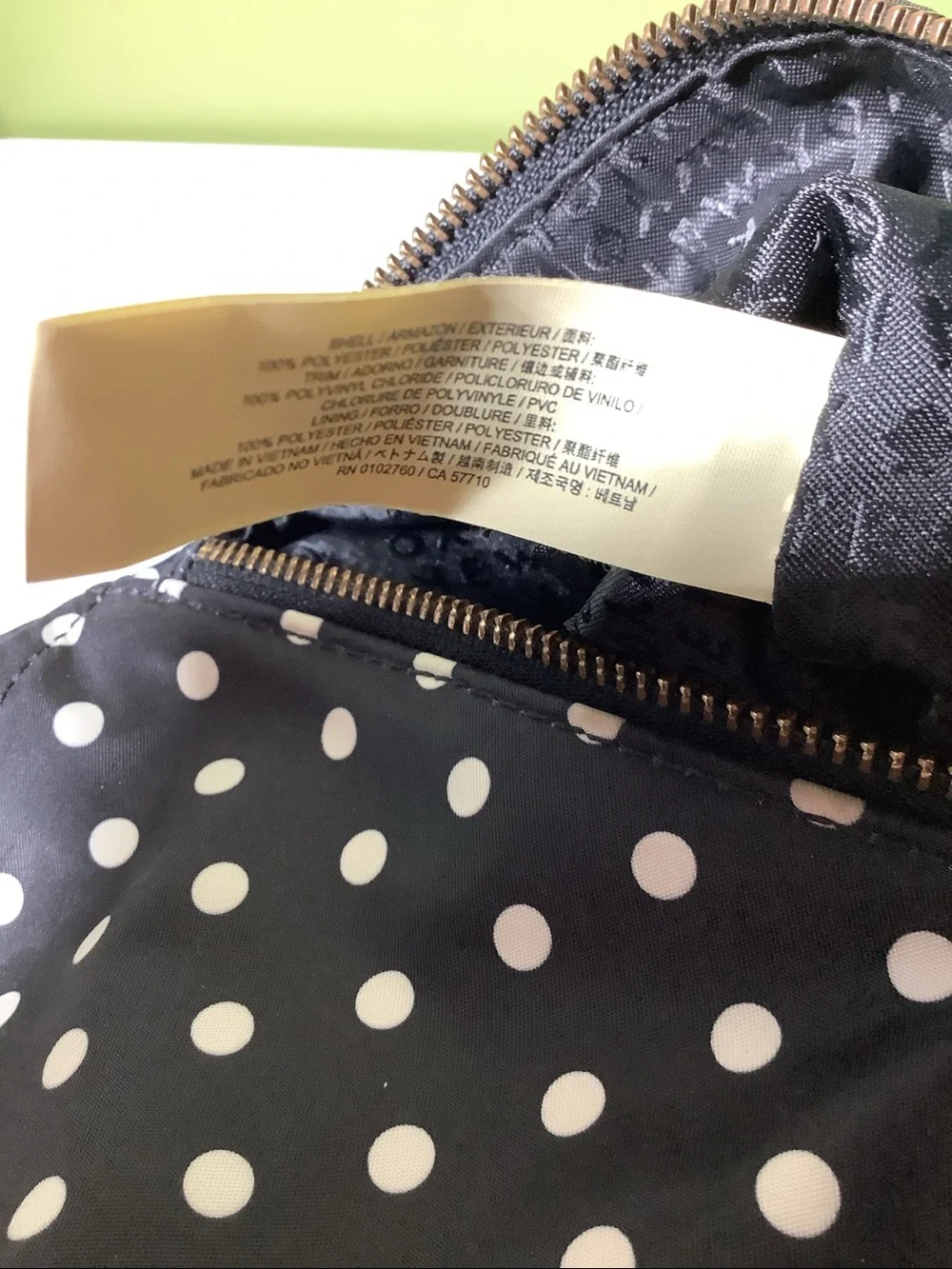 Kate Spade NY nylon black with white polka dots travel/weekender/duffle bag